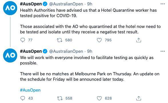 开云-澳网球员酒店工作人员感染新冠 热身赛暂被叫停